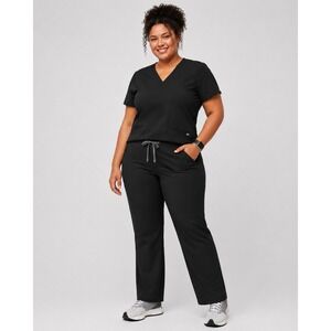 Figs Livingston Casma Scrub Top Set Black Medical Doctor Nurse READ Womens XXL